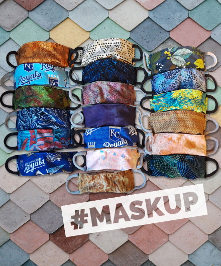 Masks by Jeff Warner in a variety of patterns and colors