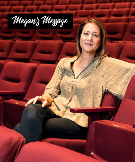 Carpenter Center Executive Director Megan Kline Crockett seated in our theatre.
